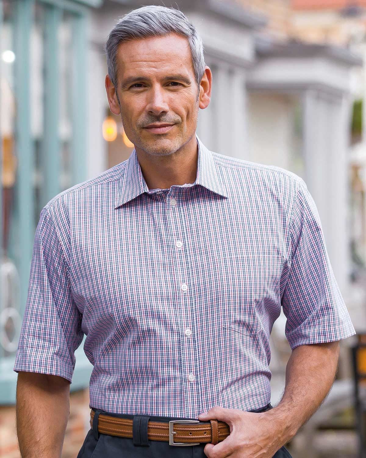 Mens checked sales shirts short sleeve